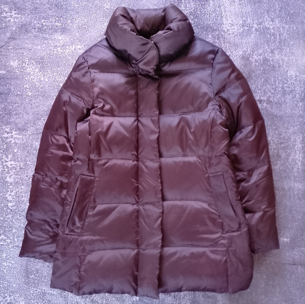 WOMENS COSTCO KIRKLAND SIGNATURE DOWN BROWN PUFFER JACKET